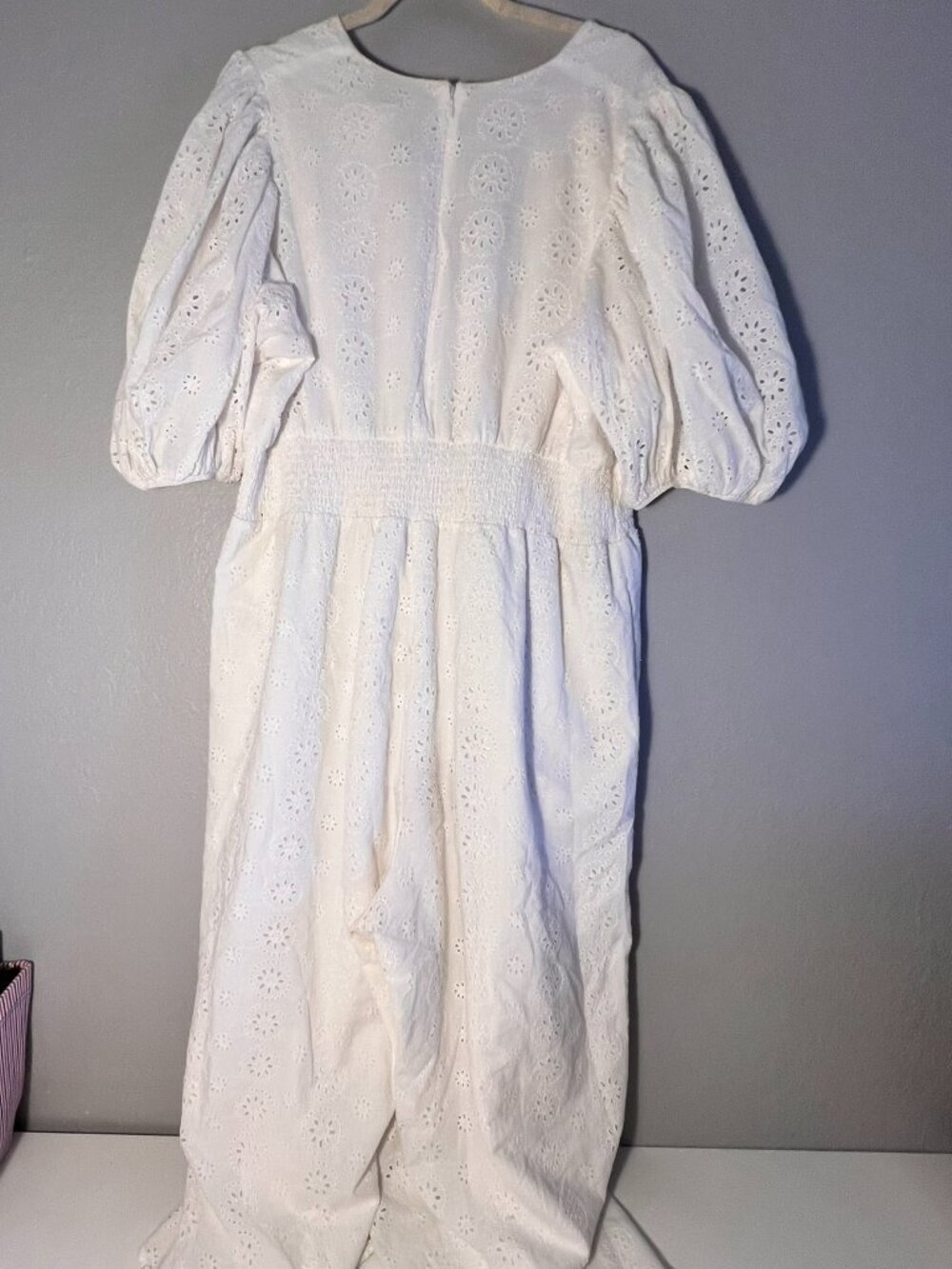 EUC - Size 3X Anthropologie Hutch Smocked-Waist White Eyelet Jumpsuit - Picture 2 of 6